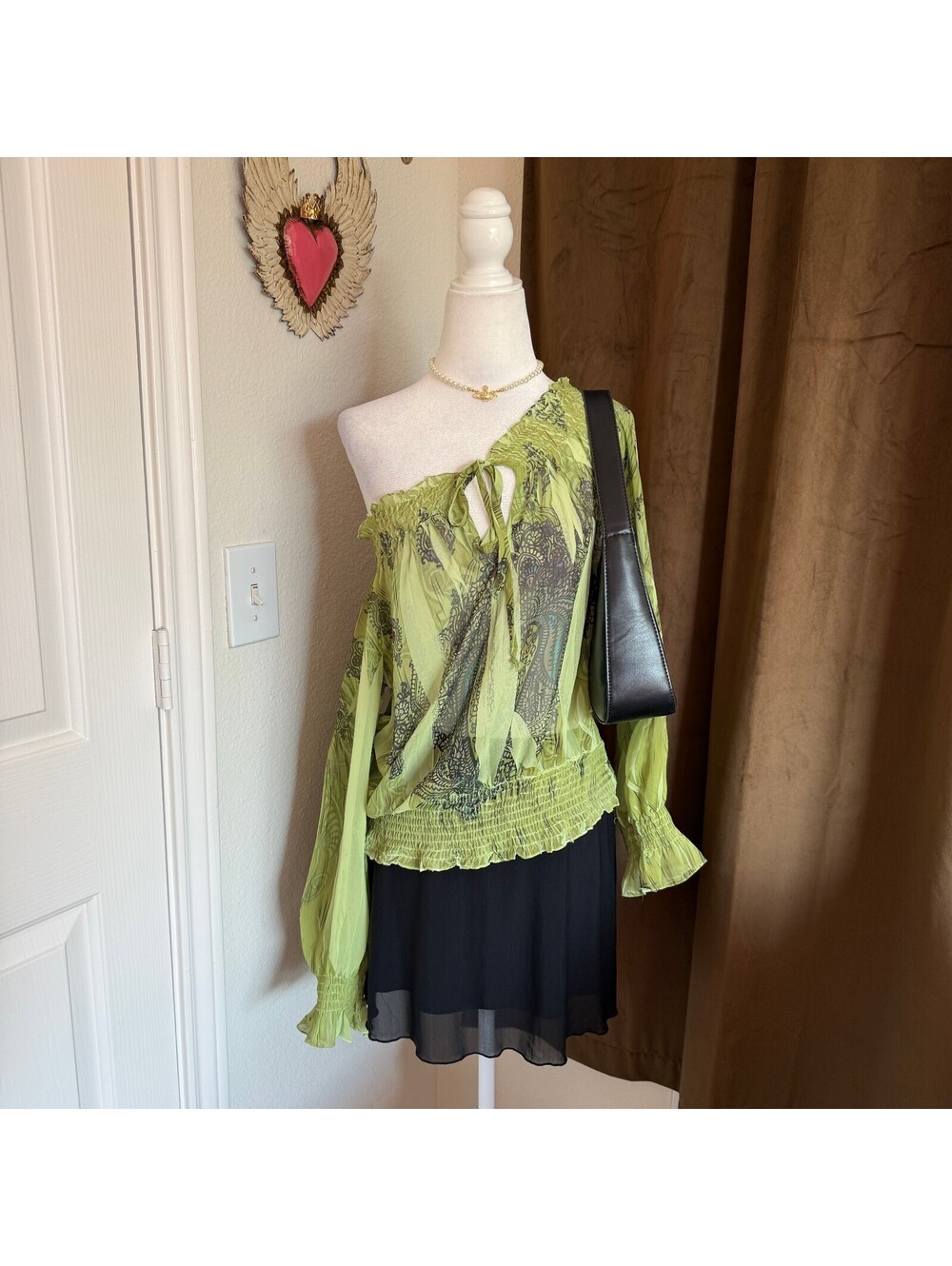 Vintage 1990s/Y2K Elizabeth Arden B Women's Slouchy Boho Printed Blouse Large